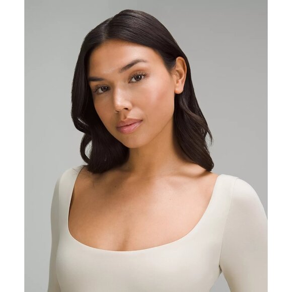 LULULEMON Wundermost Ultra-Soft Nulu Square-Neck Long-Sleeve Bodysuit Sz M NEW - Picture 3 of 5